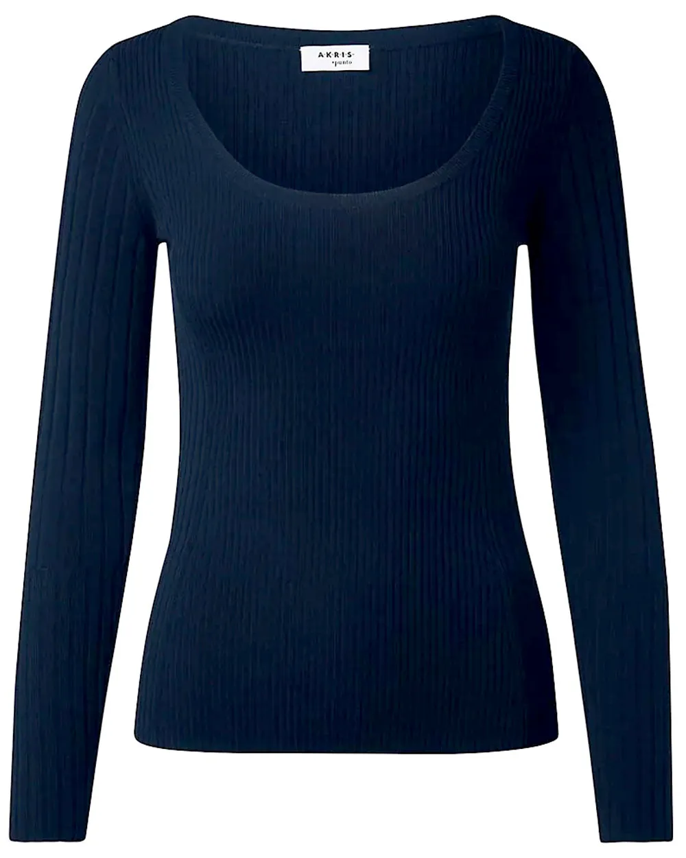 Denim Scoopneck Ribbed Knit Pullover