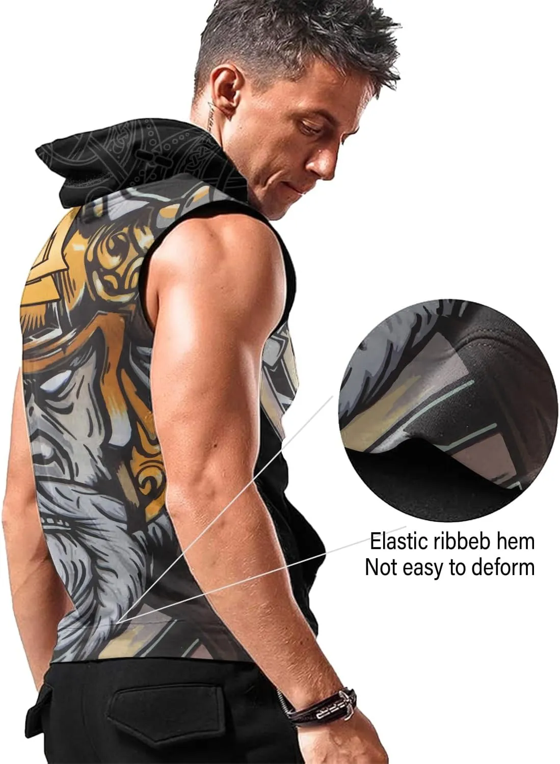 Desantiago Men's Dry Fit Moisture Wicking Tech Quick Dry Sleeveless Shirts Mesh Hoodie Active Athletic Tank Tops