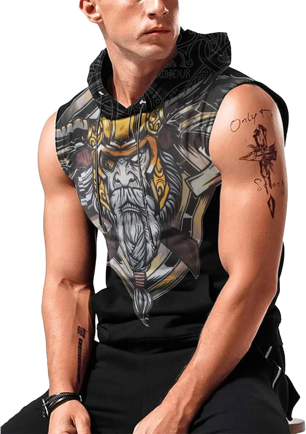 Desantiago Men's Dry Fit Moisture Wicking Tech Quick Dry Sleeveless Shirts Mesh Hoodie Active Athletic Tank Tops