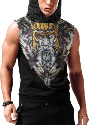 Desantiago Men's Dry Fit Moisture Wicking Tech Quick Dry Sleeveless Shirts Mesh Hoodie Active Athletic Tank Tops