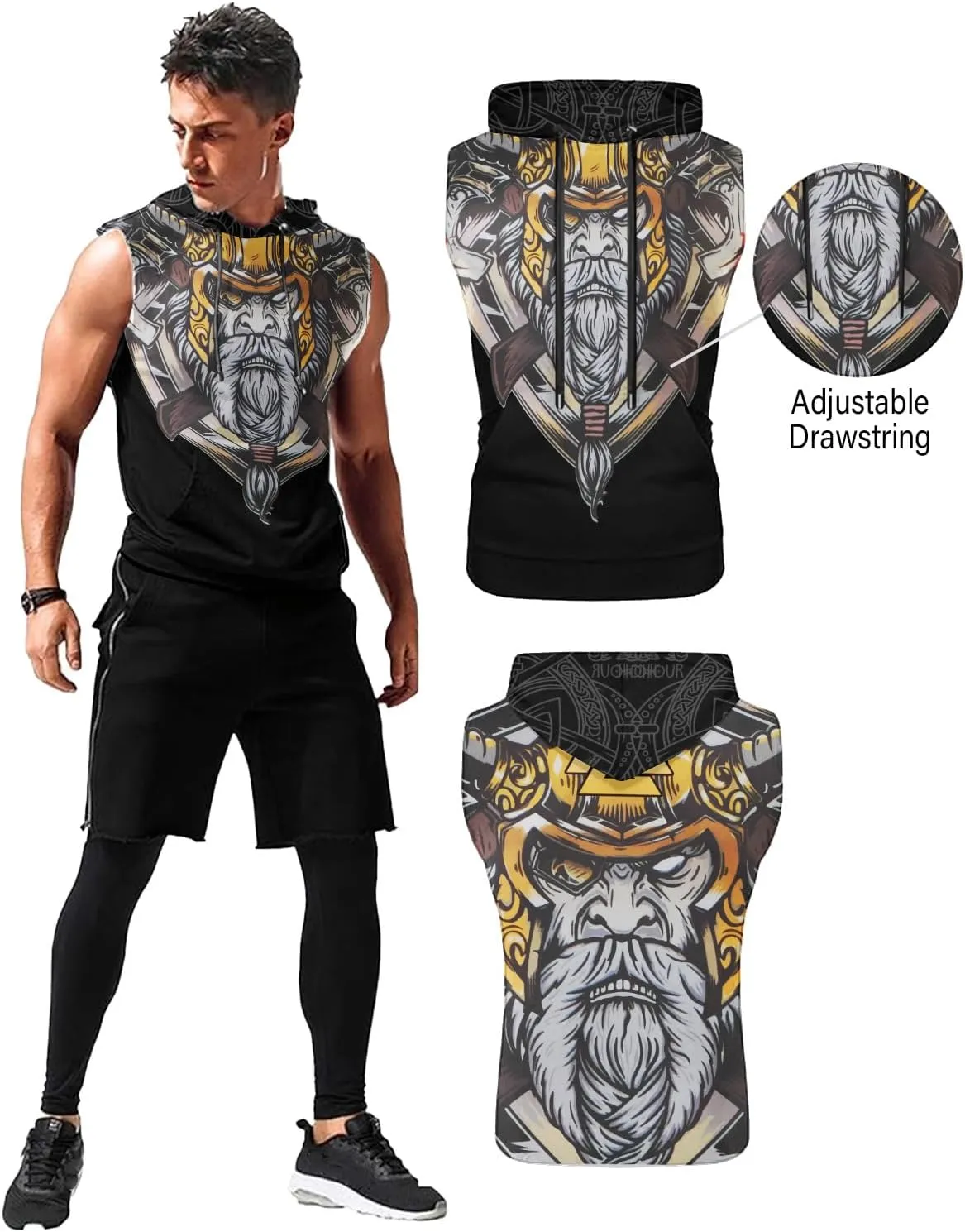 Desantiago Men's Dry Fit Moisture Wicking Tech Quick Dry Sleeveless Shirts Mesh Hoodie Active Athletic Tank Tops
