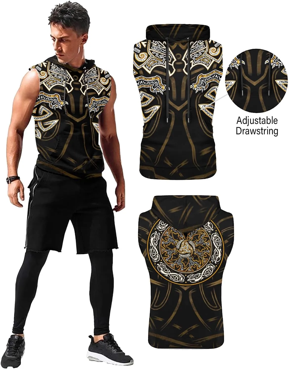 Desantiago Workout Hooded Tank Tops Sports Training Sleeveless Gym Hoodies Bodybuilding Cut Off Muscle Shirts