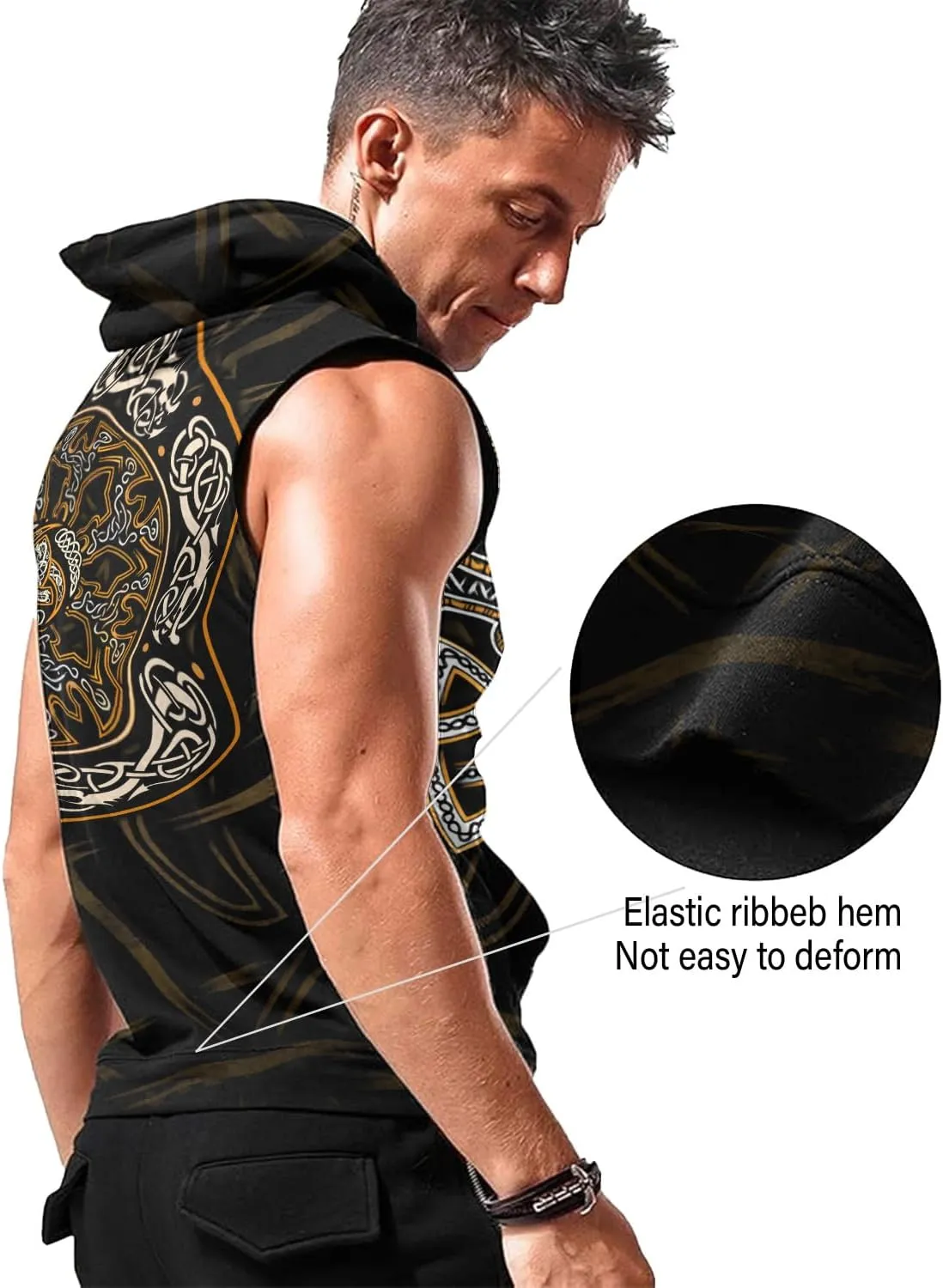 Desantiago Workout Hooded Tank Tops Sports Training Sleeveless Gym Hoodies Bodybuilding Cut Off Muscle Shirts
