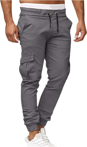 Drawstring Pant Fashion Men's Sport Pure Color Bandage Casual Loose Sweatpants