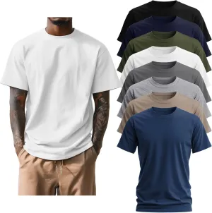 Ficerd 8 Pack Men's Big and Tall Shirts Short Sleeve Cotton Tee Summer Crew Neck Top Multipack