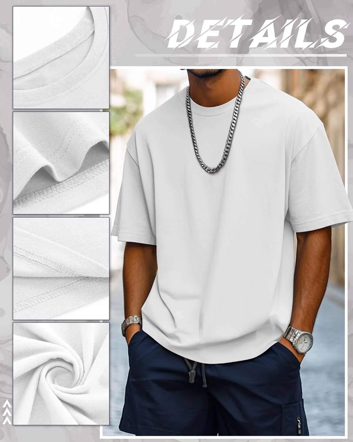 Ficerd 8 Pack Men's Big and Tall Shirts Short Sleeve Cotton Tee Summer Crew Neck Top Multipack