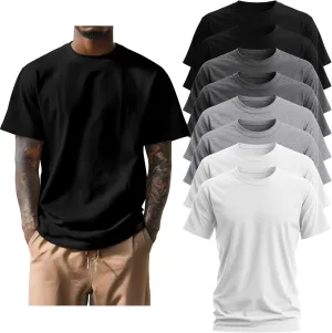 Ficerd 8 Pack Men's Big and Tall Shirts Short Sleeve Cotton Tee Summer Crew Neck Top Multipack