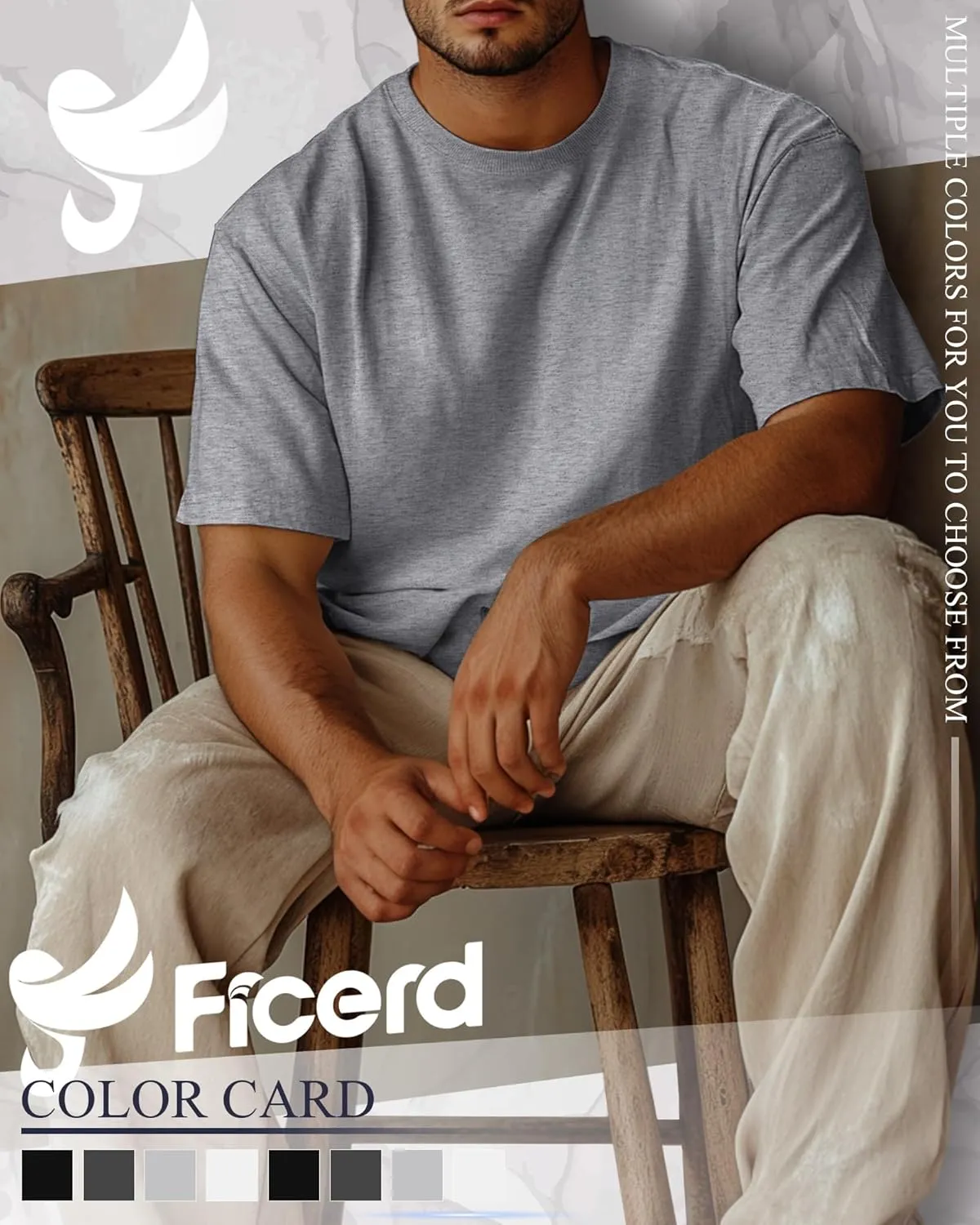 Ficerd 8 Pack Men's Big and Tall Shirts Short Sleeve Cotton Tee Summer Crew Neck Top Multipack