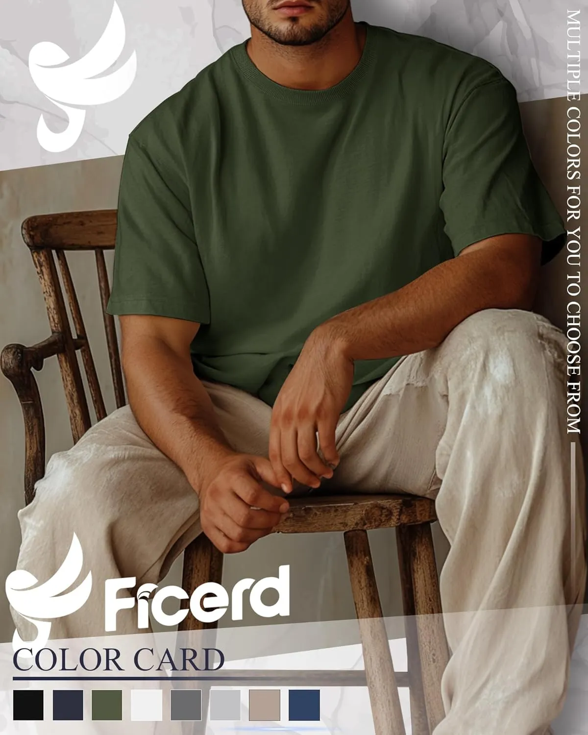 Ficerd 8 Pack Men's Big and Tall Shirts Short Sleeve Cotton Tee Summer Crew Neck Top Multipack