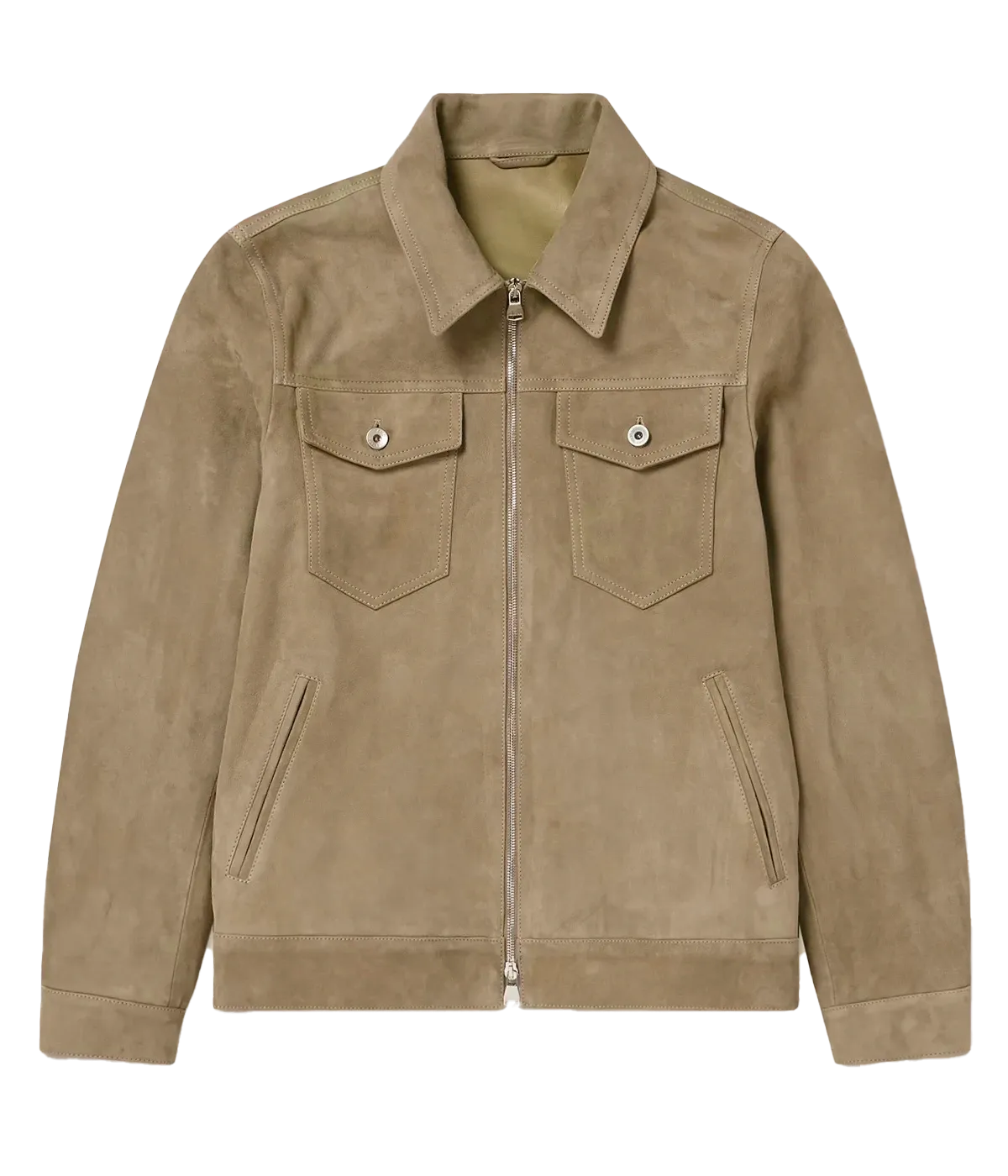 *FINAL SALE* Zipped Trucker Soft Suede Jacket in Senape
