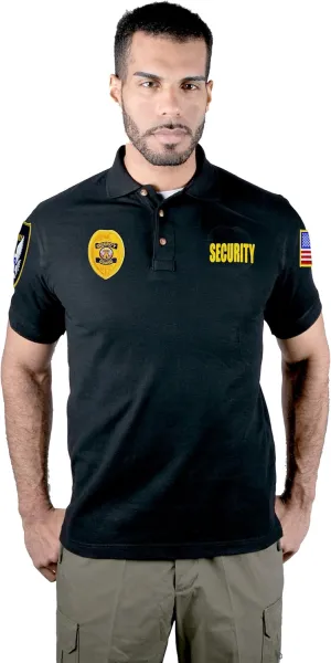 First Class Polyester Tactical Security Polo Shirts with Embroidered Patches and Printed ID for Security Guard