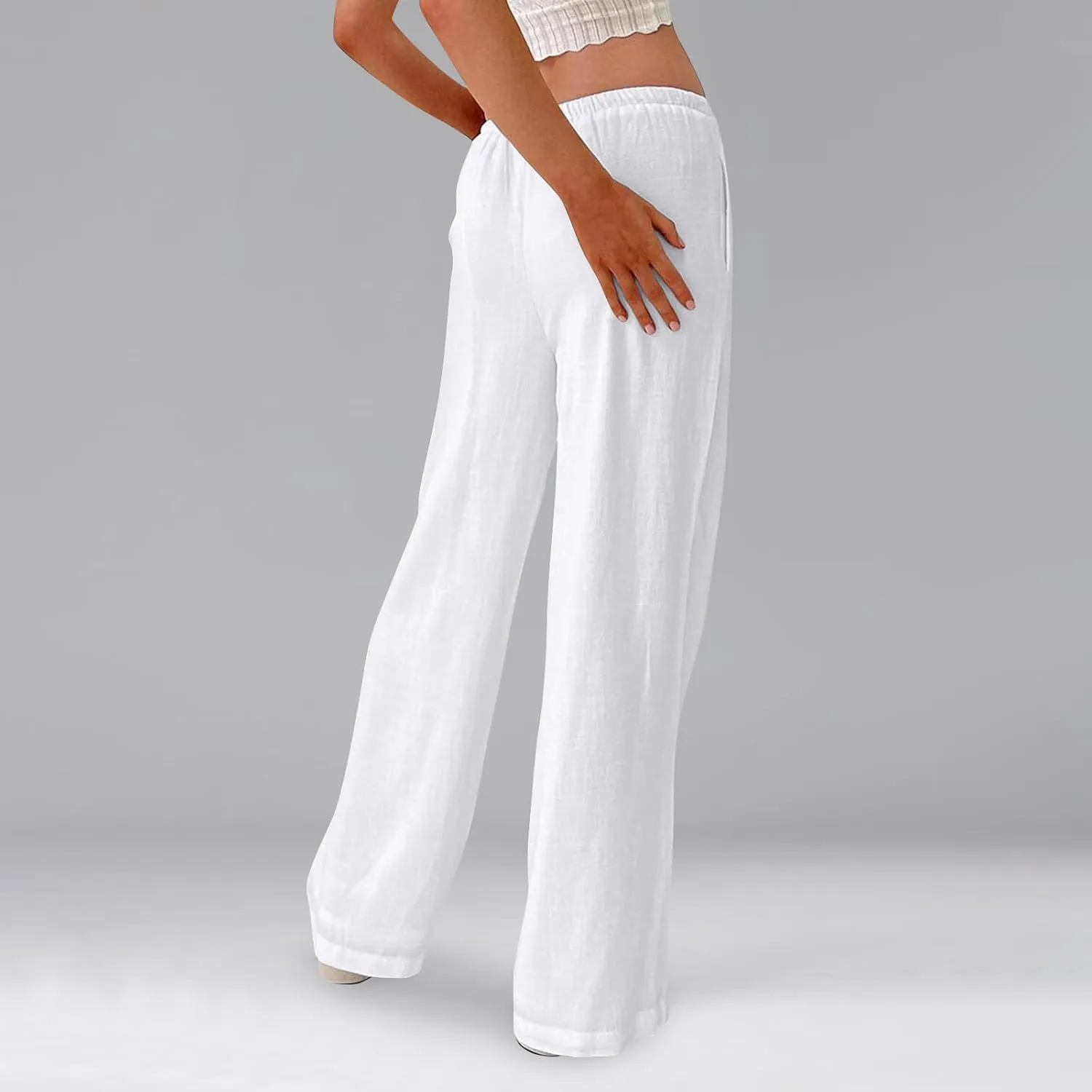 Flowy Wide Leg Pants Woman Baggy Drawstring Elastic Waist Gaucho Pants Lightweight Summer Boho Gauze Cover Up Pants