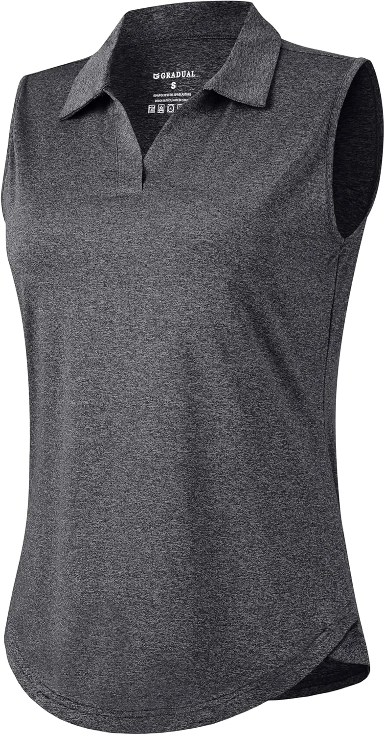 G Gradual Sleeveless Golf Shirts for Women Collared V Neck Tennis Tank Top Cooling Polo UPF 50  Quick Dry Lightweight