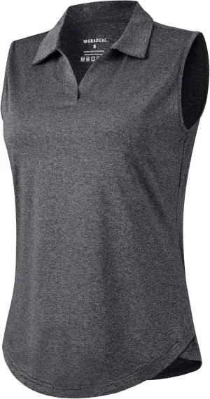 G Gradual Sleeveless Golf Shirts for Women Collared V Neck Tennis Tank Top Cooling Polo UPF 50  Quick Dry Lightweight