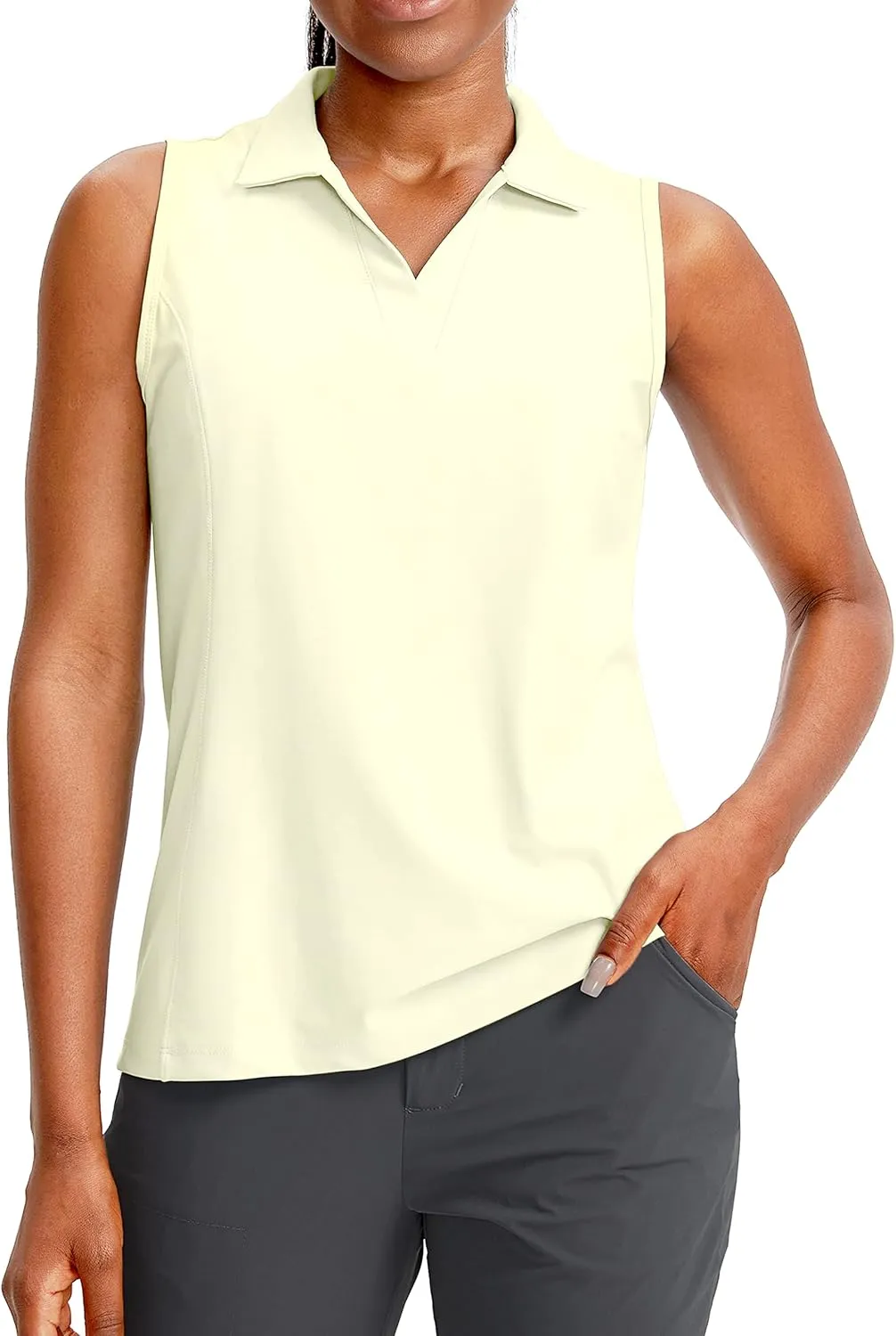 G Gradual Women's Sleeveless Golf Polo Shirts Tennis Quick Dry Collared Tank Tops V-Neck Polos for Women