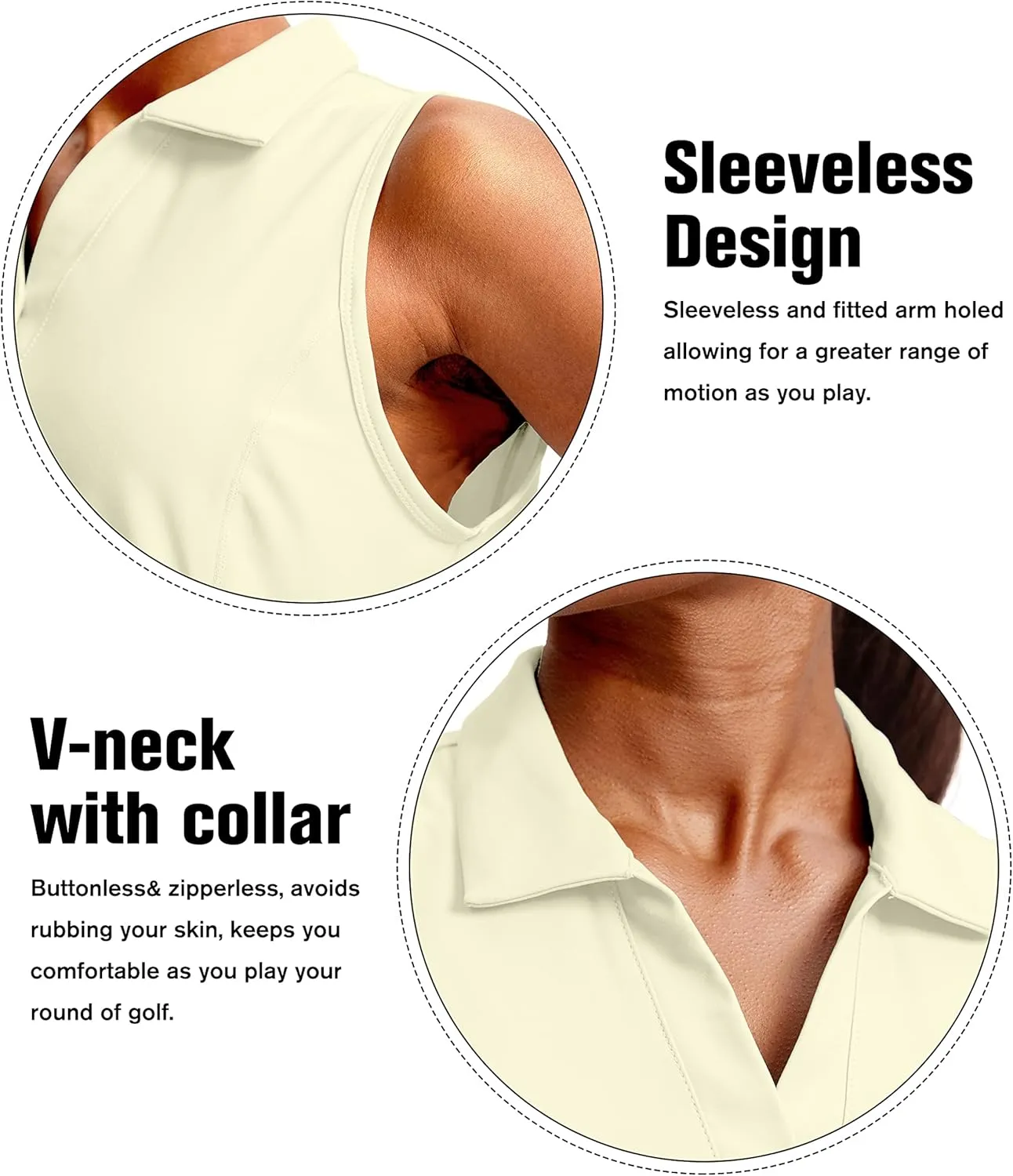 G Gradual Women's Sleeveless Golf Polo Shirts Tennis Quick Dry Collared Tank Tops V-Neck Polos for Women