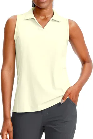 G Gradual Women's Sleeveless Golf Polo Shirts Tennis Quick Dry Collared Tank Tops V-Neck Polos for Women