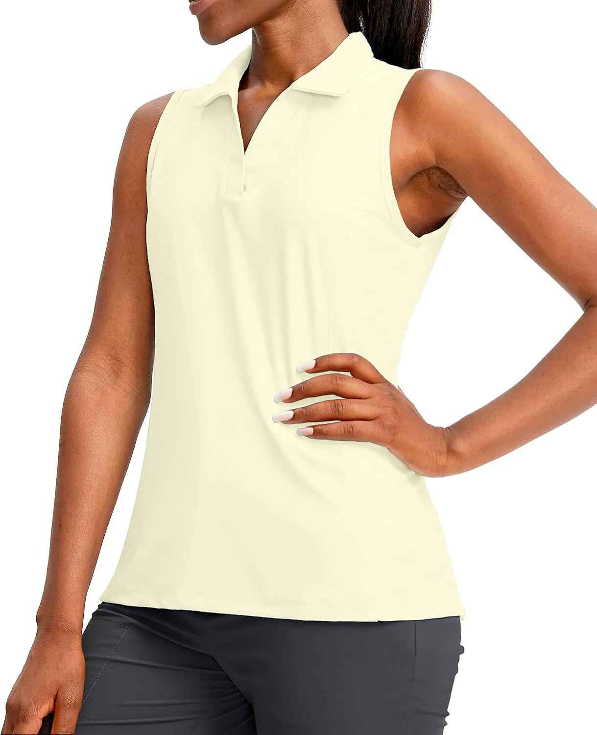 G Gradual Women's Sleeveless Golf Polo Shirts Tennis Quick Dry Collared Tank Tops V-Neck Polos for Women