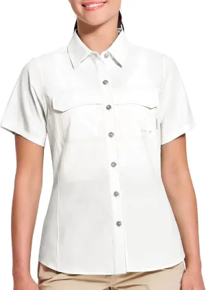 Haimont Women's UPF 50  Sun Protection Button Down Fishing Hiking Travel Shirts Short Sleeve Quick Dry Shirt with Pockets