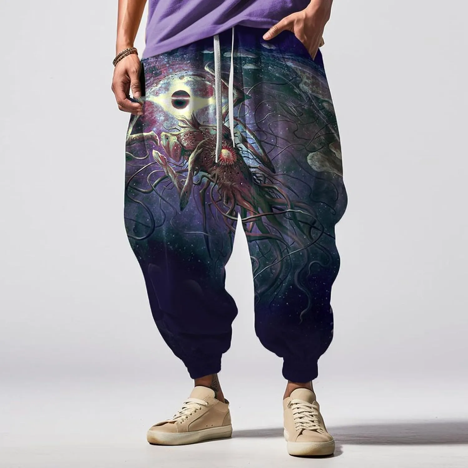 Harem Pants for Men Fashion Street Feel Casual Sweatpants Hippie Pants Men Mens Harem Pants Samurai Black Harem