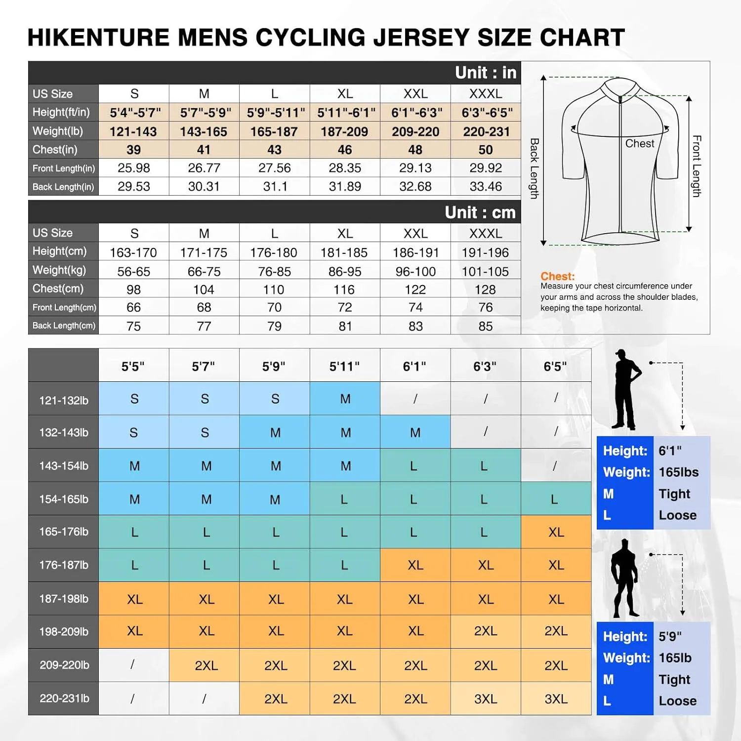 Hikenture Cycling Jersey for Men, Quick Dry Short Sleeve Bike Shirts with 3 Rear Pockets