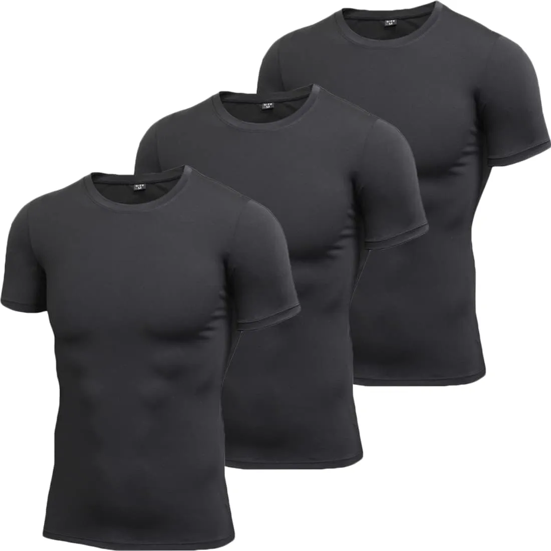 Hotfiary Men's Athletic Compression Shirts Short-Sleeve Baselayer Tops Quick Dry Workout Shirt for Sports Running