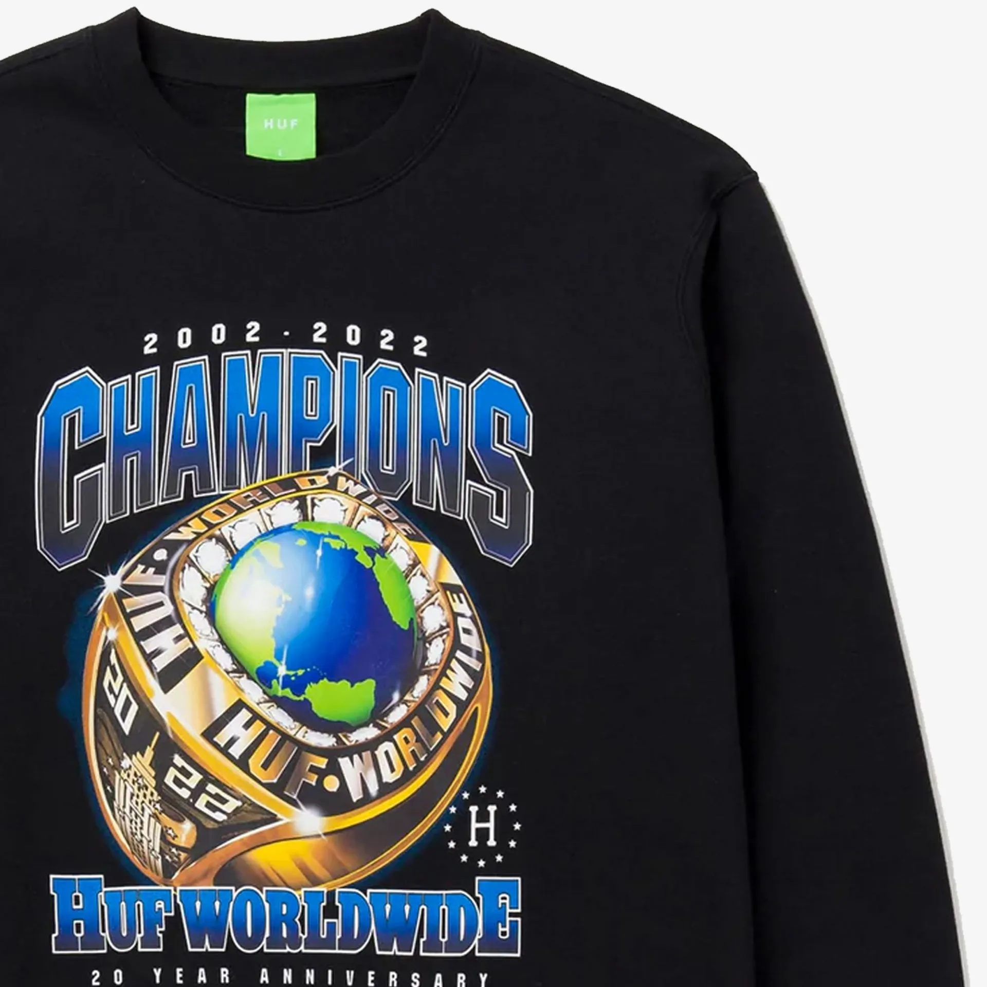 HUF | CHAMPIONS CREWNECK  { BLACK