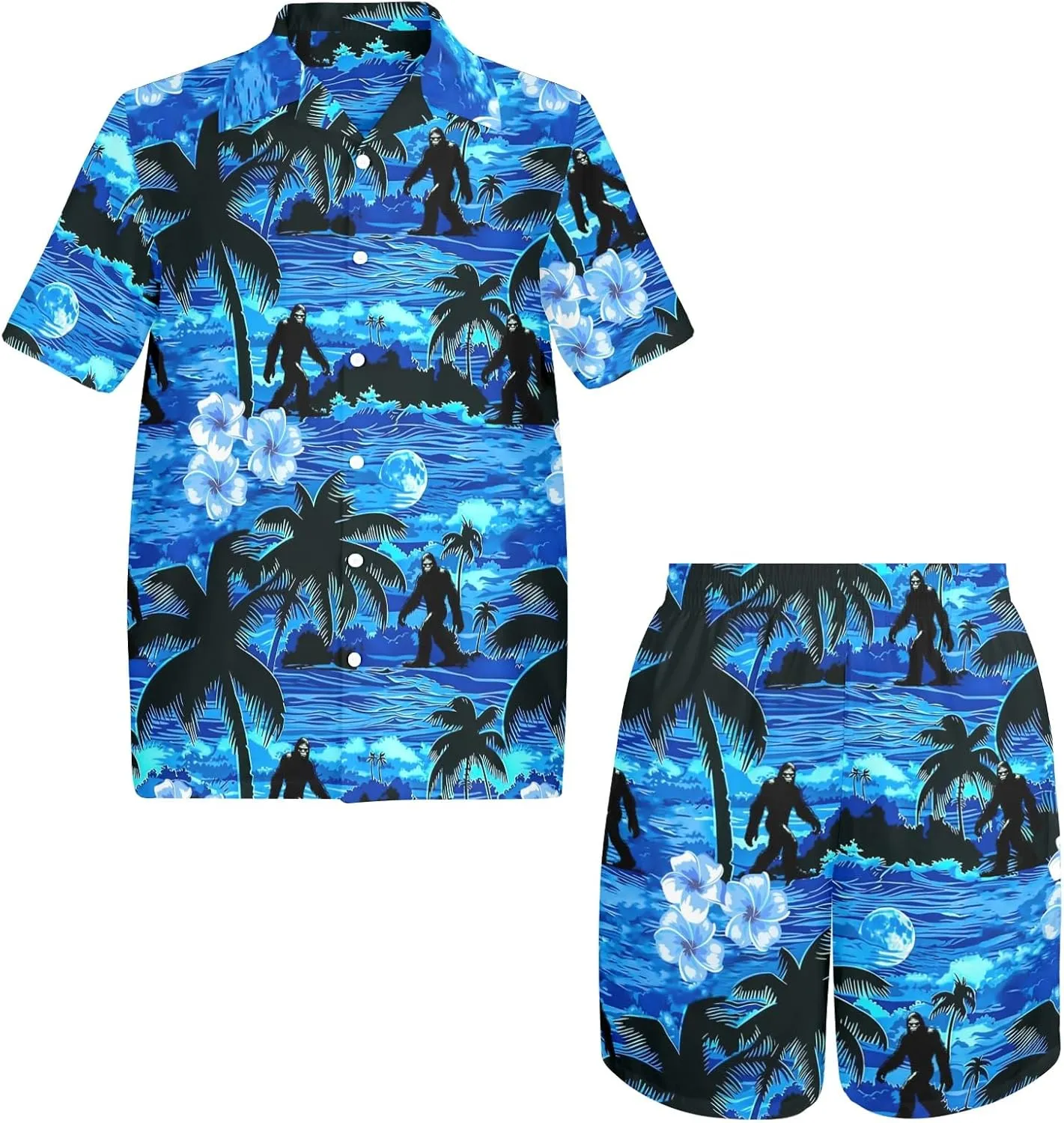 HUGLAZY Mens 2 Piece Outfit Summer Shirts Short Sleeve Hawaiian Shirt And Shorts Beach Outfits Party Disco