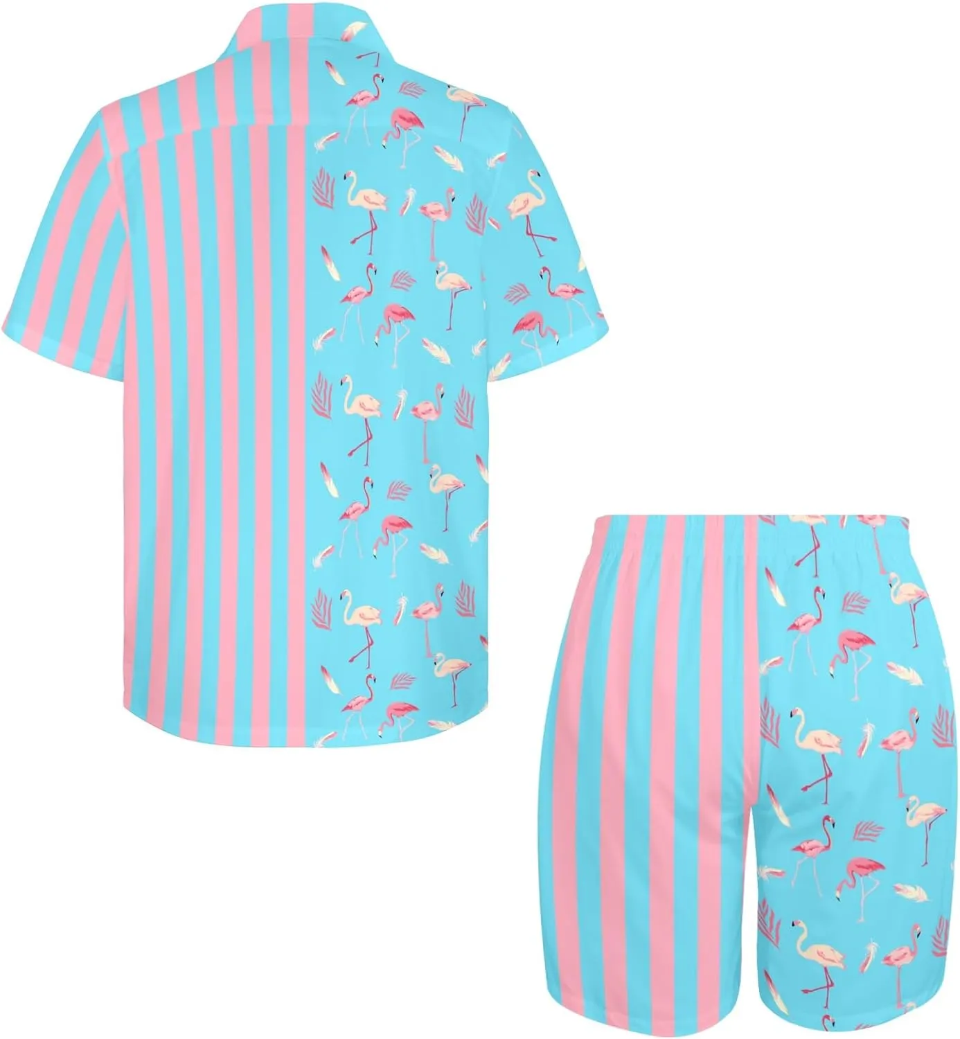 HUGLAZY Mens 2 Piece Outfit Summer Shirts Short Sleeve Hawaiian Shirt And Shorts Beach Outfits Party Disco