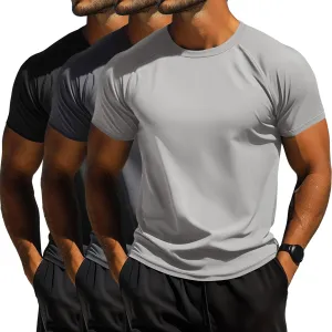 Huukeay 3 Pack Men's Big and Tall Swim Shirts,UPF 50  Sun Protection Rash Guard Quick Dry Beach Fishing Water Tops
