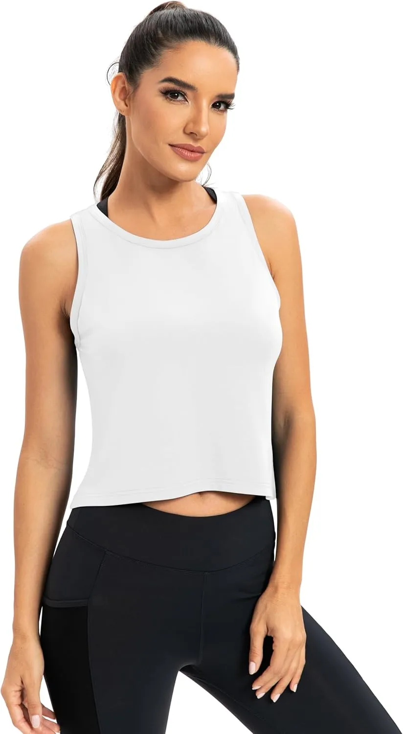 ICTIVE Workout Crop Tops for Women Yoga Cross Sleeveless Gym Mesh Back Running Tank Muscle Shirts