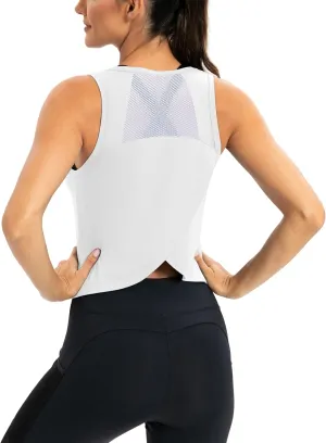 ICTIVE Workout Crop Tops for Women Yoga Cross Sleeveless Gym Mesh Back Running Tank Muscle Shirts