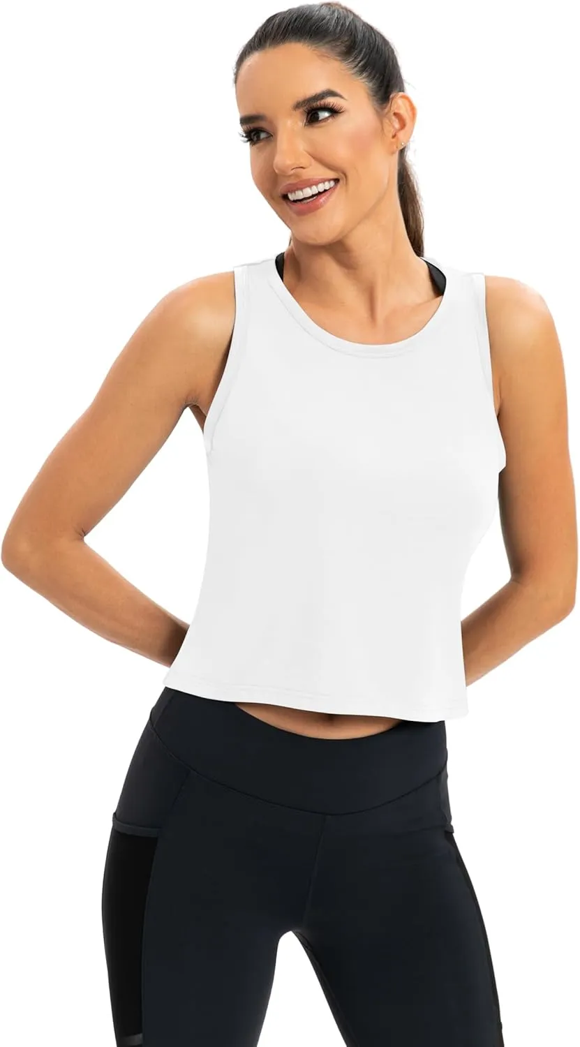 ICTIVE Workout Crop Tops for Women Yoga Cross Sleeveless Gym Mesh Back Running Tank Muscle Shirts