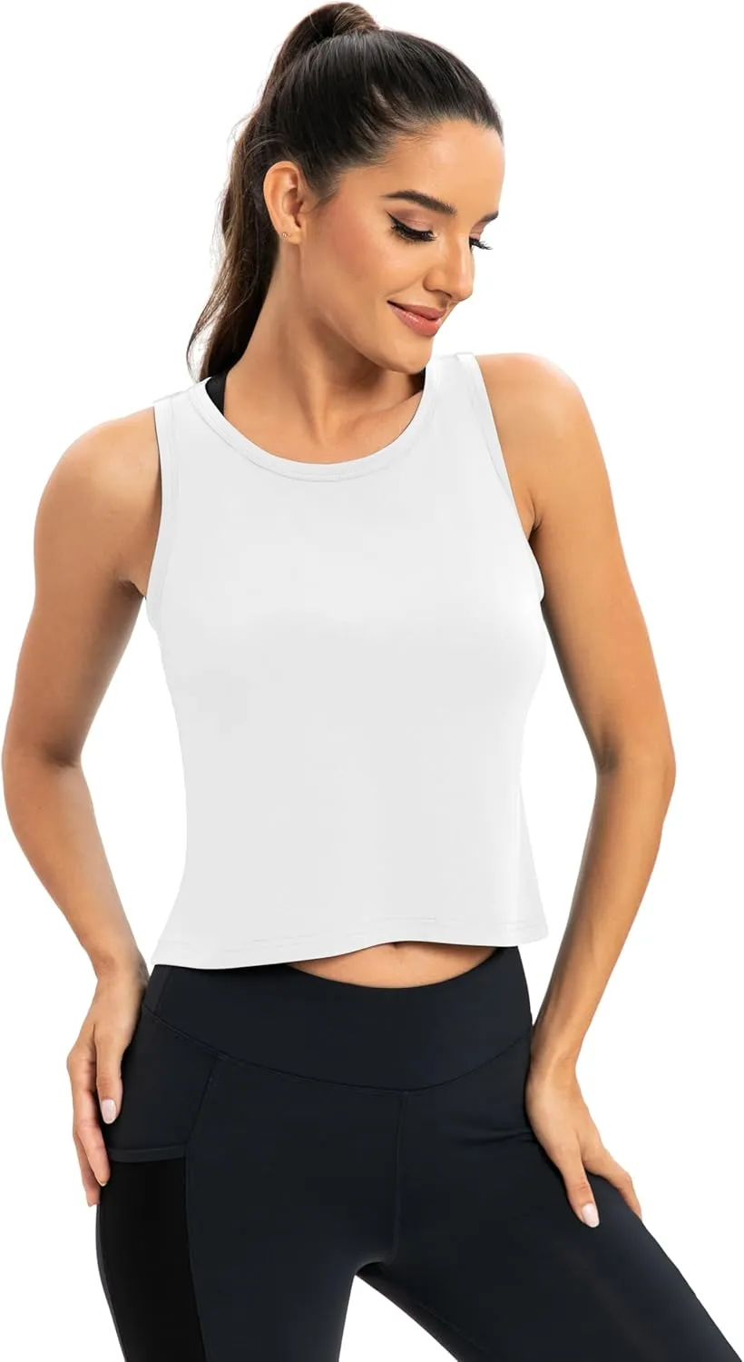 ICTIVE Workout Crop Tops for Women Yoga Cross Sleeveless Gym Mesh Back Running Tank Muscle Shirts