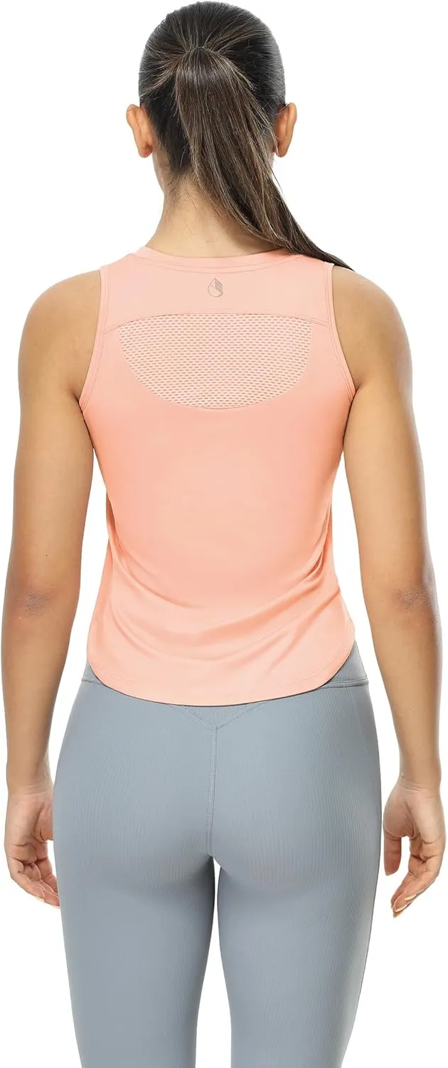 icyzone High Neck Workout Tank Tops for Women, Quick Dry Gym Athletic Yoga Exercise Running Sports Shirts