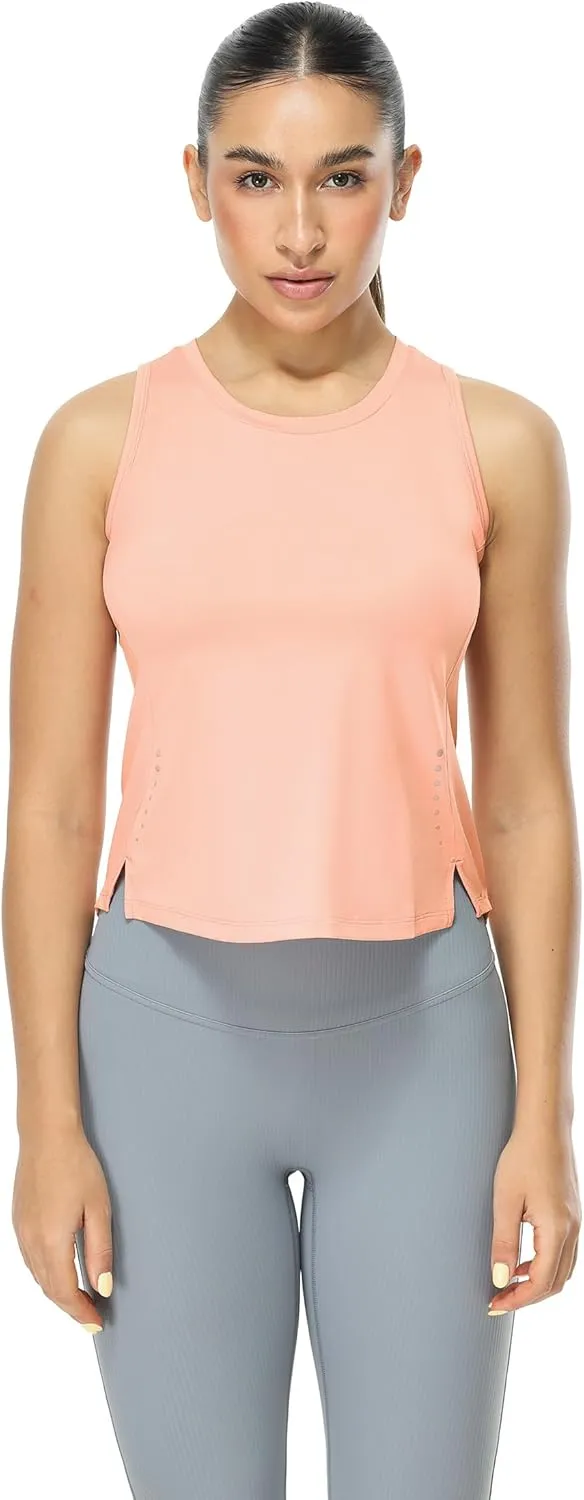 icyzone High Neck Workout Tank Tops for Women, Quick Dry Gym Athletic Yoga Exercise Running Sports Shirts