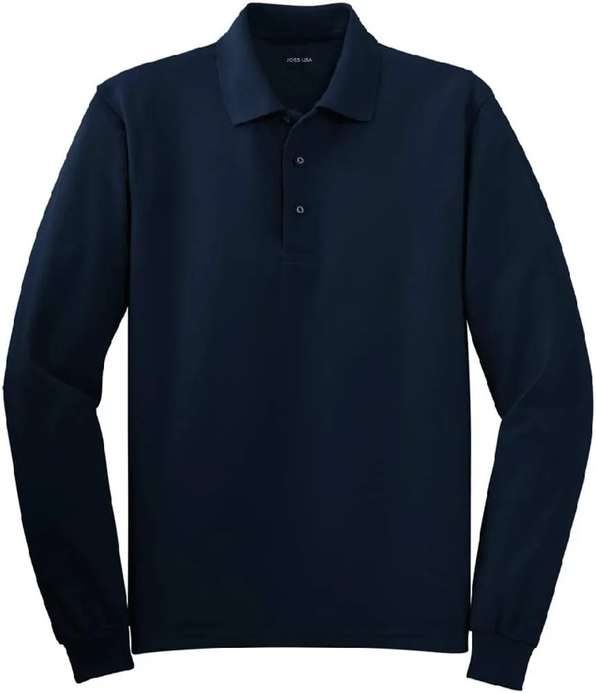 Joe's USA Mens Long Sleeve Polo Shirts in 9 Colors. Regular and Tall Sizes: XS-6XL