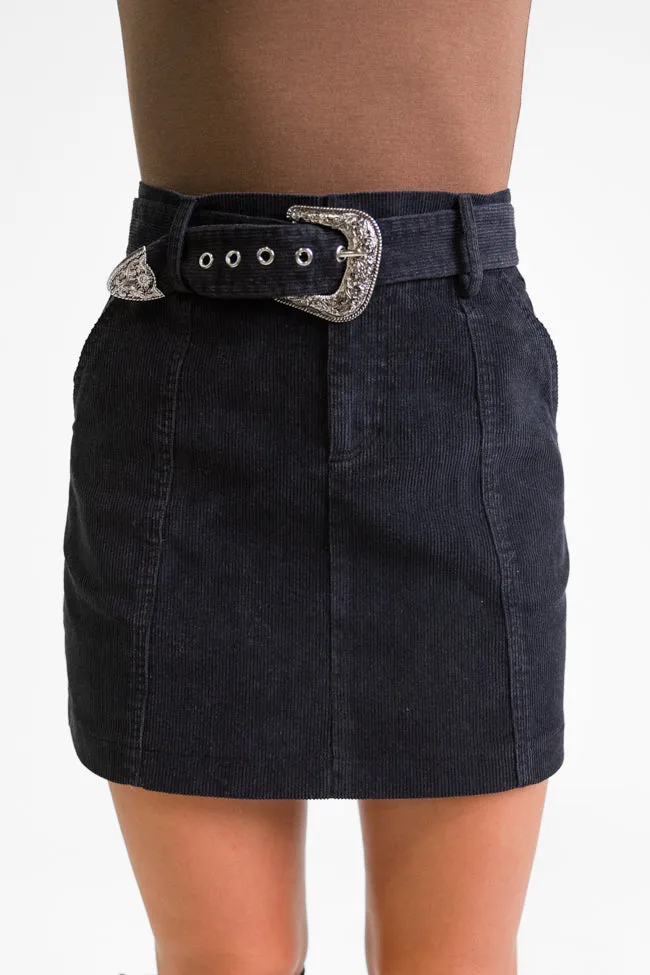 Just To See You Smile Black Belted Corduroy Skirt FINAL SALE