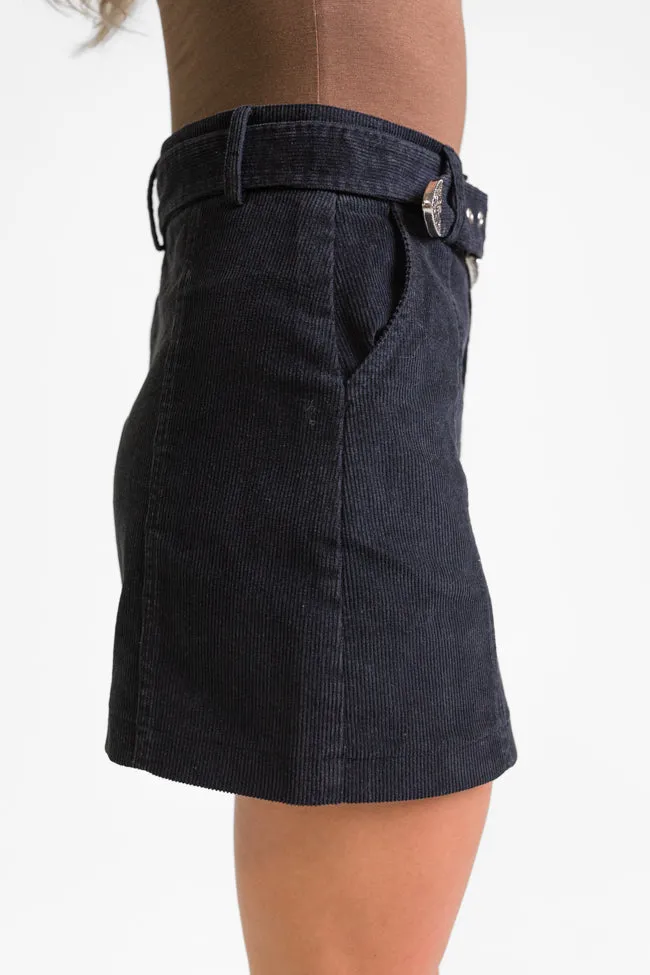 Just To See You Smile Black Belted Corduroy Skirt FINAL SALE