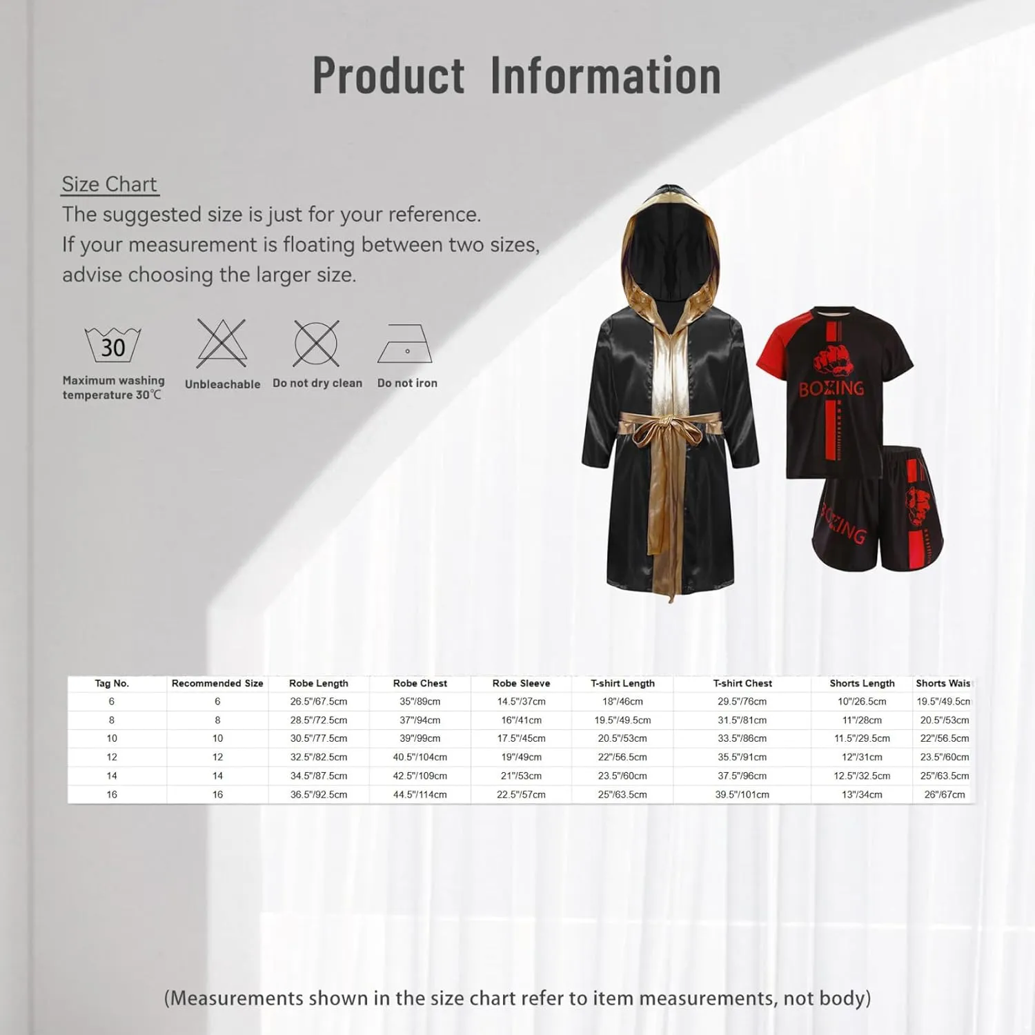 Kids Boys Boxing Uniform 3Pcs Boxing Outfits Long Sleeve Hooded Cloak with Boxer Shirts and Shorts Set