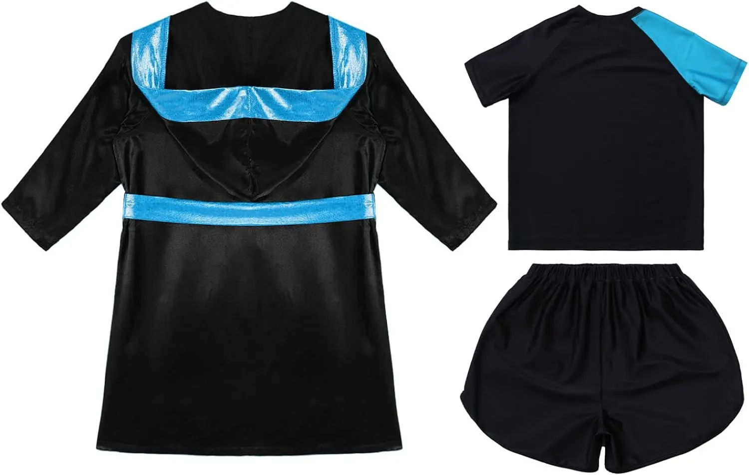 Kids Boys Boxing Uniform 3Pcs Boxing Outfits Long Sleeve Hooded Cloak with Boxer Shirts and Shorts Set