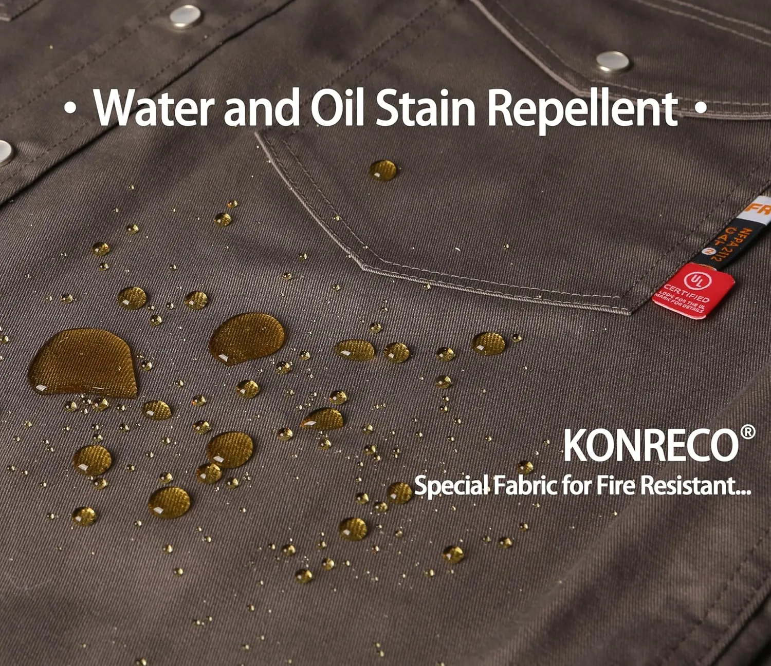 KONRECO FR Shirts for Men 6.5oz Lightweight Work Uniform Flame Resistant Welding Shirt/Water & Stain Repellent