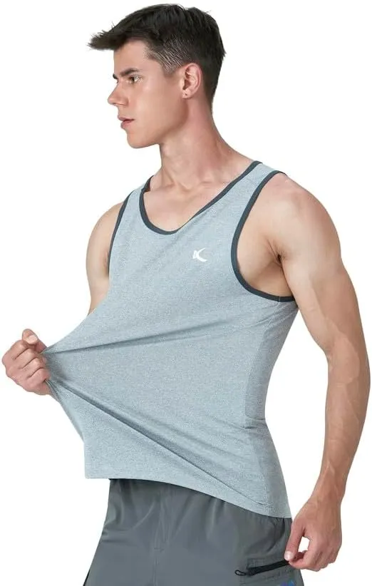 KPSUN Men's Quick Dry Sports Tank Tops Athletic Gym Bodybuilding Fitness Sleeveless Shirts for Beach Running Workout