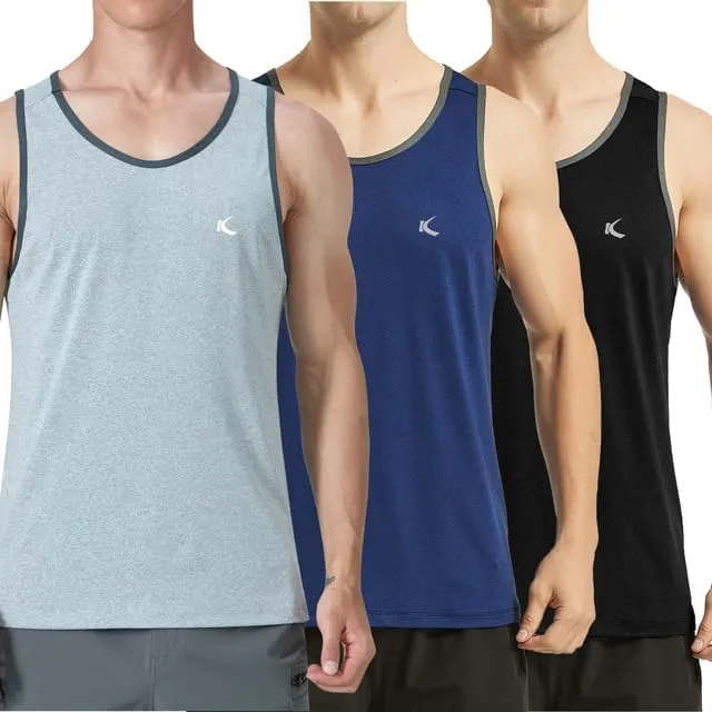 KPSUN Men's Quick Dry Sports Tank Tops Athletic Gym Bodybuilding Fitness Sleeveless Shirts for Beach Running Workout
