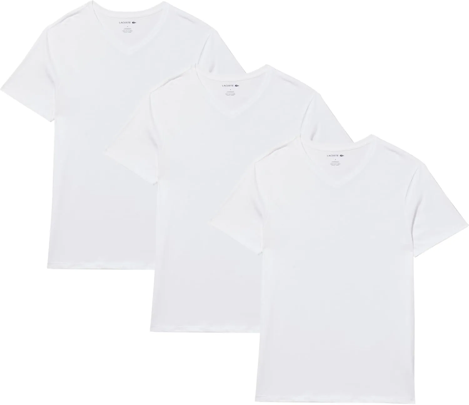 Lacoste Men's 100% Cotton Regular Fit V-Neck T-Shirt 3-Pack