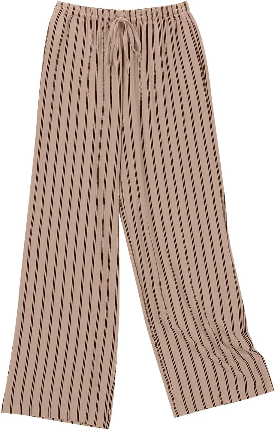 Lastesso Summer Pants for Women High Waisted Drawstring Vertical Stripe Slacks Casual Summer Paj Loungewear with Pockets
