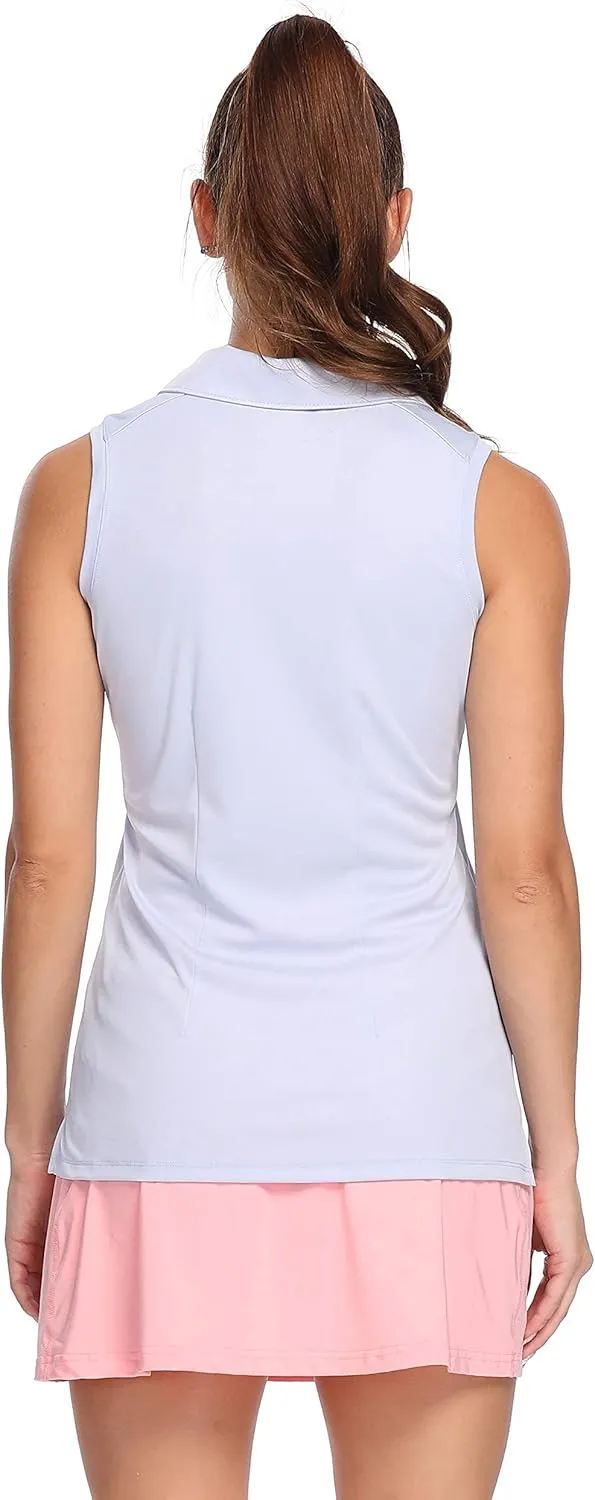 LastFor1 Women's Polo Sleeveless Shirts UPF 50  Quick Dry Golf Tennis Athletic Tank Tops Outdoor Sports