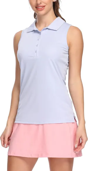 LastFor1 Women's Polo Sleeveless Shirts UPF 50  Quick Dry Golf Tennis Athletic Tank Tops Outdoor Sports