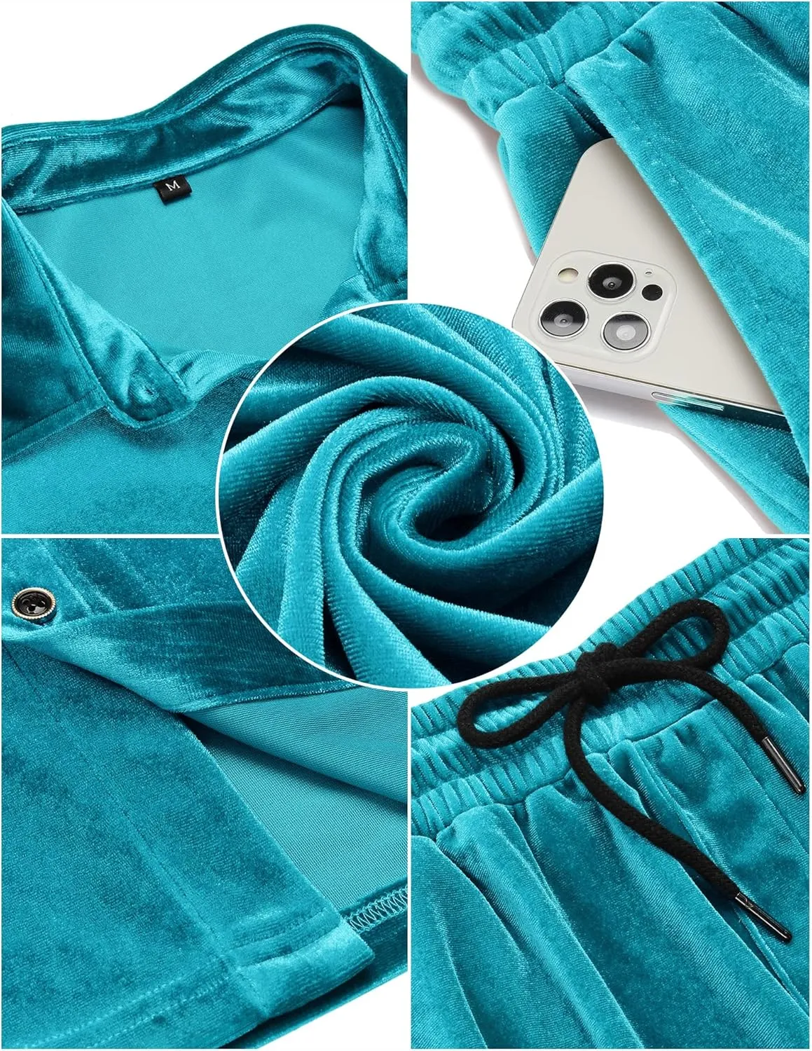 LecGee Men Summer Casual Short Sets Velvet Short Sleeve Button Down Shirt Elastic Waist Shorts 2 Piece Outfits Tracksuit