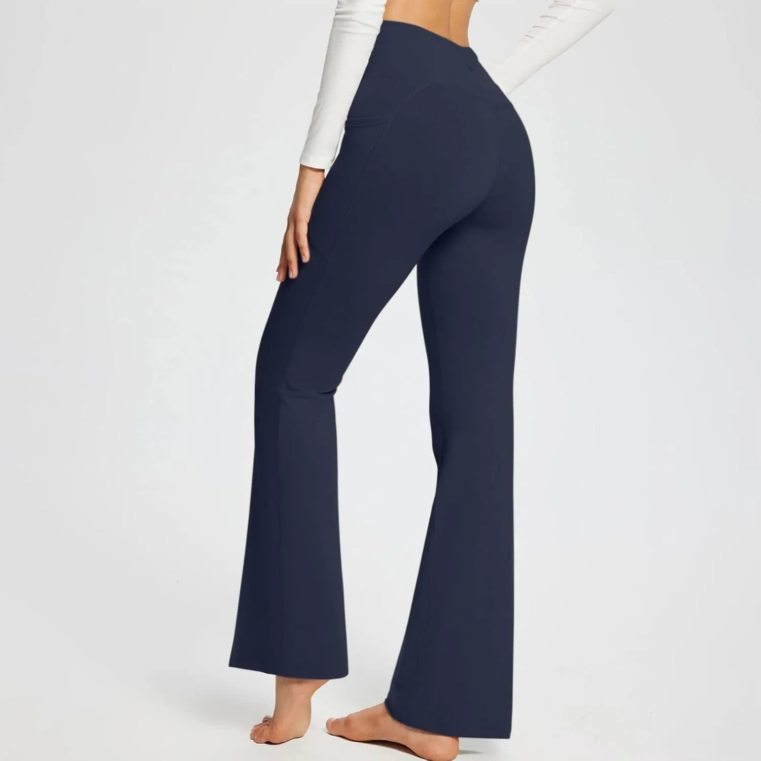 Leggings For Women Butt Lift Flare Wide Leg Workout Yoga Pants High Waist Seamless Running Bell Bottom Gym Trousers